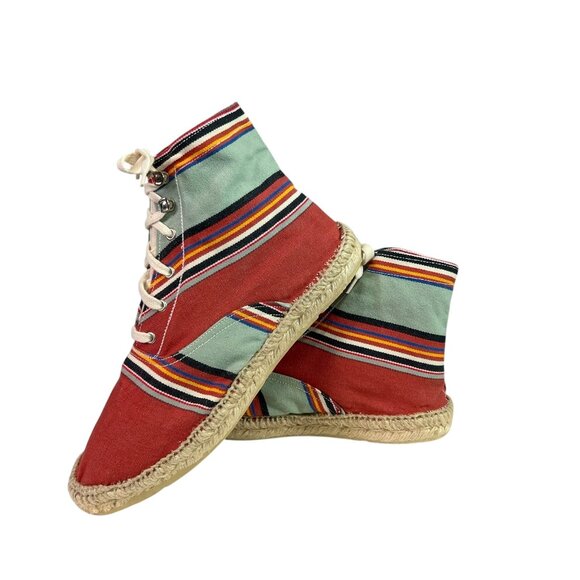 Cousu Main France Hi Top Lace Up Espadrilles Striped Size EU 41, US Women's 10 - Picture 1 of 9